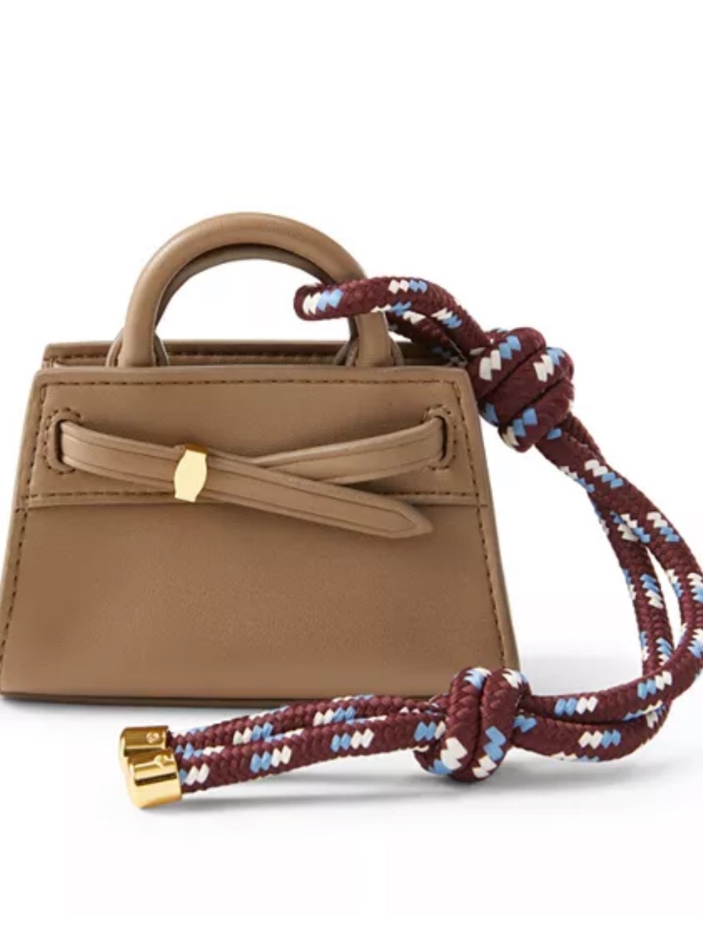 Veronica Beard Tan Mini Top-Handle Bag with Braided Accent Strap